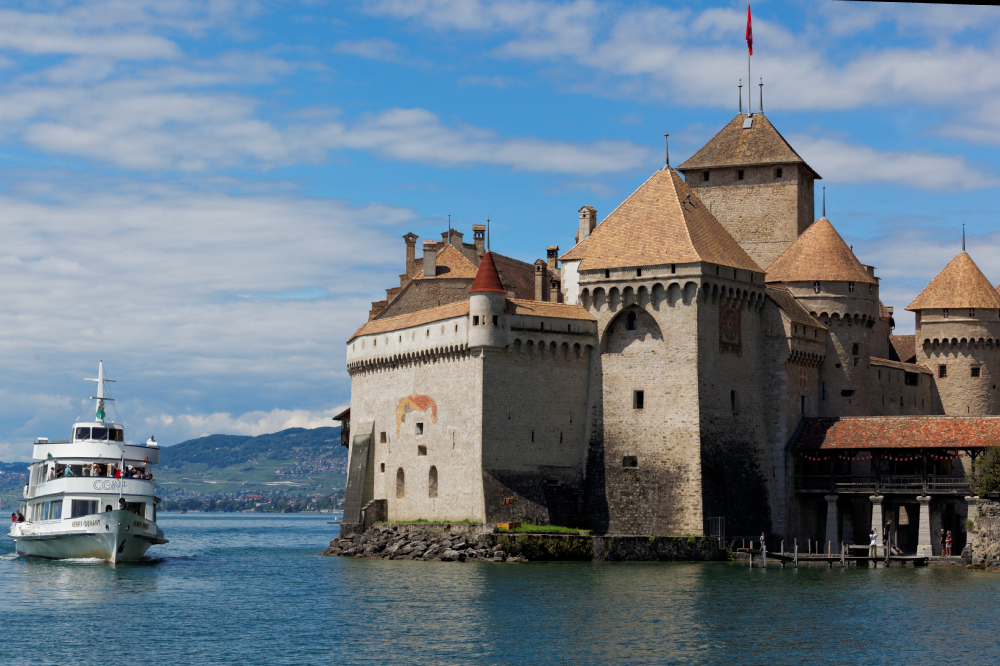 Zamek Chillon nad Jeziorem Genewskim, Szwajcaria